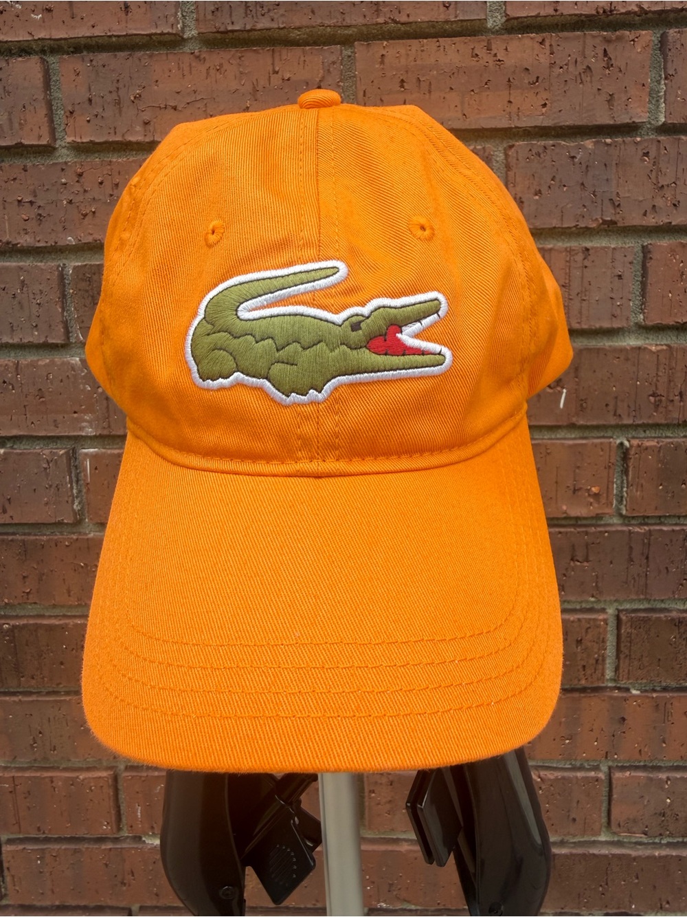 Lacoste Orange Big Croc Crocodile Logo Baseball Cap Hat Adjustable New Unisex